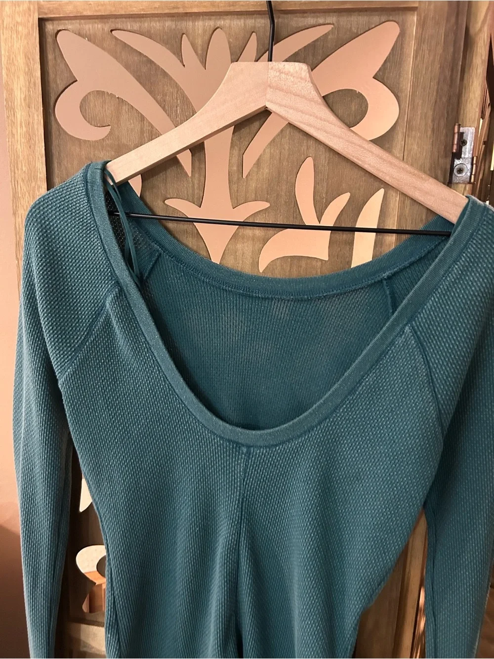 Free People Bali Babe Jade Crochet Thermal Long Sleeve